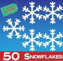 50 Snowflake Window Stickers Clings at 75mm