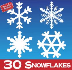 Snowflake Window Sticker Clings- 30 VARIOUS SIZES