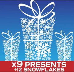 Christmas Present Snowflake Window Decorations
