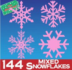 Baby PINK Snowflake Bumper Pack - 144 window Sticker ClingsCling
