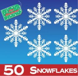 50 Snowflake Window Stickers Clings at 75mm