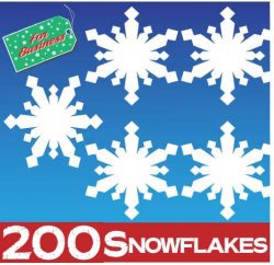 200 Snowflake Window Stickers Clings at 75mm