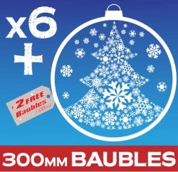 New Tree Baubles 300mm Window Sticker Clings