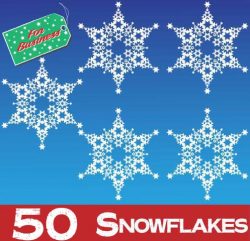 50 Snowflake Window Stickers Clings at 50mm