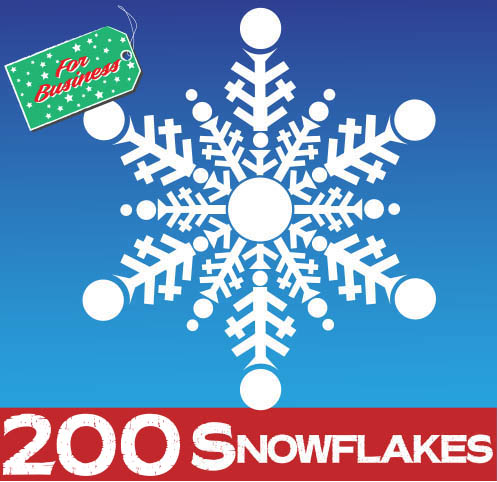 200 Large Snowflake Window Stickers Clings - 300mm