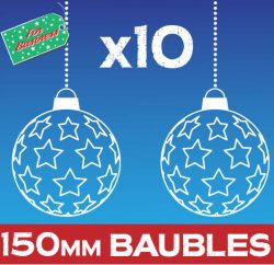 Hollow Star Baubles 150mm 10 pack Window Sticker Clings