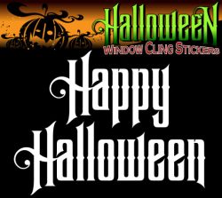 Happy Halloween Window Cling - White LARGE