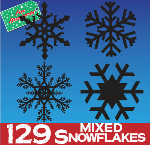 BLACK Snowflake Bumper Pack - 129 window Sticker Clings