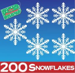 200 Snowflake Window Stickers Clings at 75mm