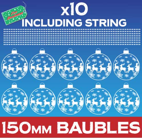 Santa Sleigh Baubles 150mm 10 pack Window Sticker Clings - Image 2
