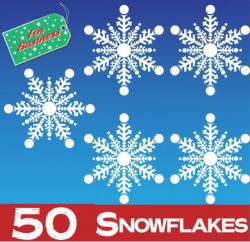 50 Snowflake Window Stickers Clings at 50mm