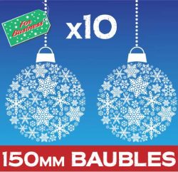 New Snowflake Baubles 150mm 10 pack Window Sticker Clings