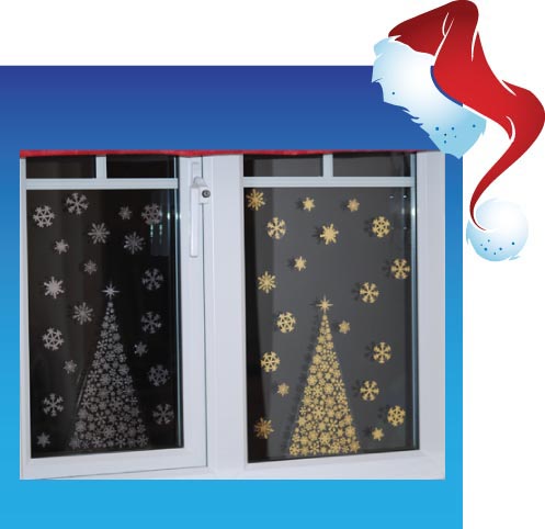 Christmas Tree Window Clings - Gold & Silver - Image 3