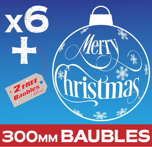 NEW Merry Christmas Baubles 300mm Window Sticker Clings