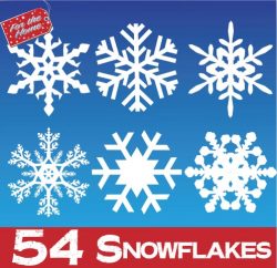 54 Snowflake Window Sticker Clings - Christmas Decorations - BES