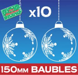 SnowFlake Baubles 150mm 10 pack Window Sticker Clings