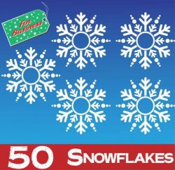50 Snowflake Window Stickers Clings at 75mm