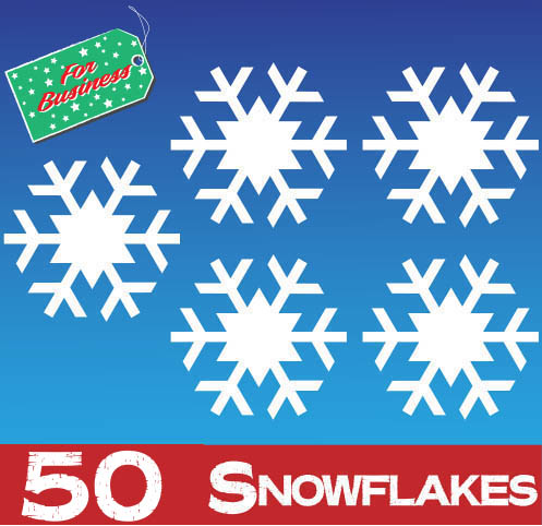 50 Snowflake Window Stickers Clings at 50mm
