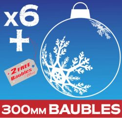 LARGE Snowflake Baubles 300mm Shop Front Window Stickers Clings