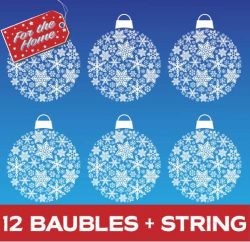 Snowflake Bauble Window Sticker Clings - Home Pack