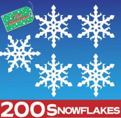 200 Snowflake Window Stickers Clings at 50mm