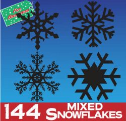 BLACK Snowflake Bumper Pack - 144 window Sticker ClingsClings