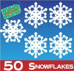 50 Snowflake Window Stickers Clings at 50mm