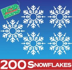 200 Snowflake Window Stickers Clings at 75mm