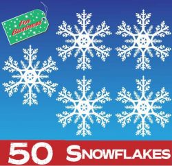 50 Snowflake Window Stickers Clings at 50mm