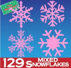Baby PINK Snowflake Bumper Pack - 129 window Sticker ClingsCling
