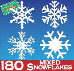 White Snowflake Bumper Pack 180 window Sticker Clings