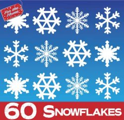 60 White Snowflake Window Decorations @ 50MM