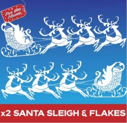 New Santa Sleigh Window Sticker Clings in White Design 3