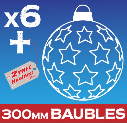 Hollow Star Christmas Baubles 300mm Window Clings