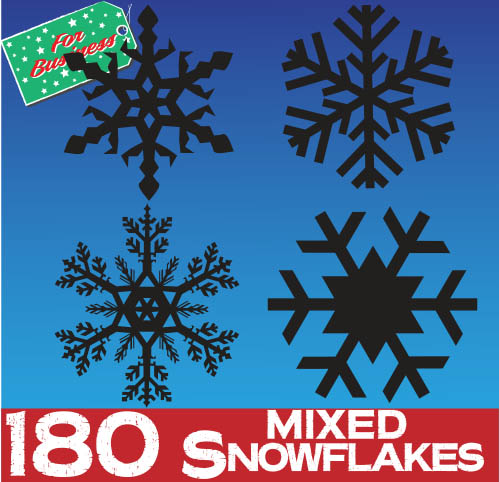 BLACK Snowflake Bumper Pack - 180 window Sticker Clings
