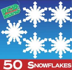 50 Snowflake Window Stickers Clings at 50mm