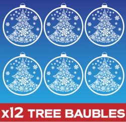 Christmas Tree Bauble Window Sticker Clings - Home Pack