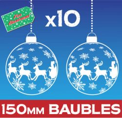 Santa Sleigh Baubles 150mm 10 pack Window Sticker Clings