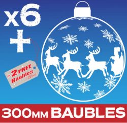 Santa Sleigh Baubles 300mm Window Sticker Clings
