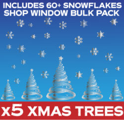 x5 SILVER Shooting Star Christmas Tree Shop Window Decorations -